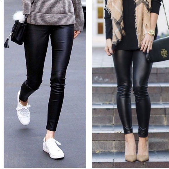 Pants - Faux Leather Black Leggings
